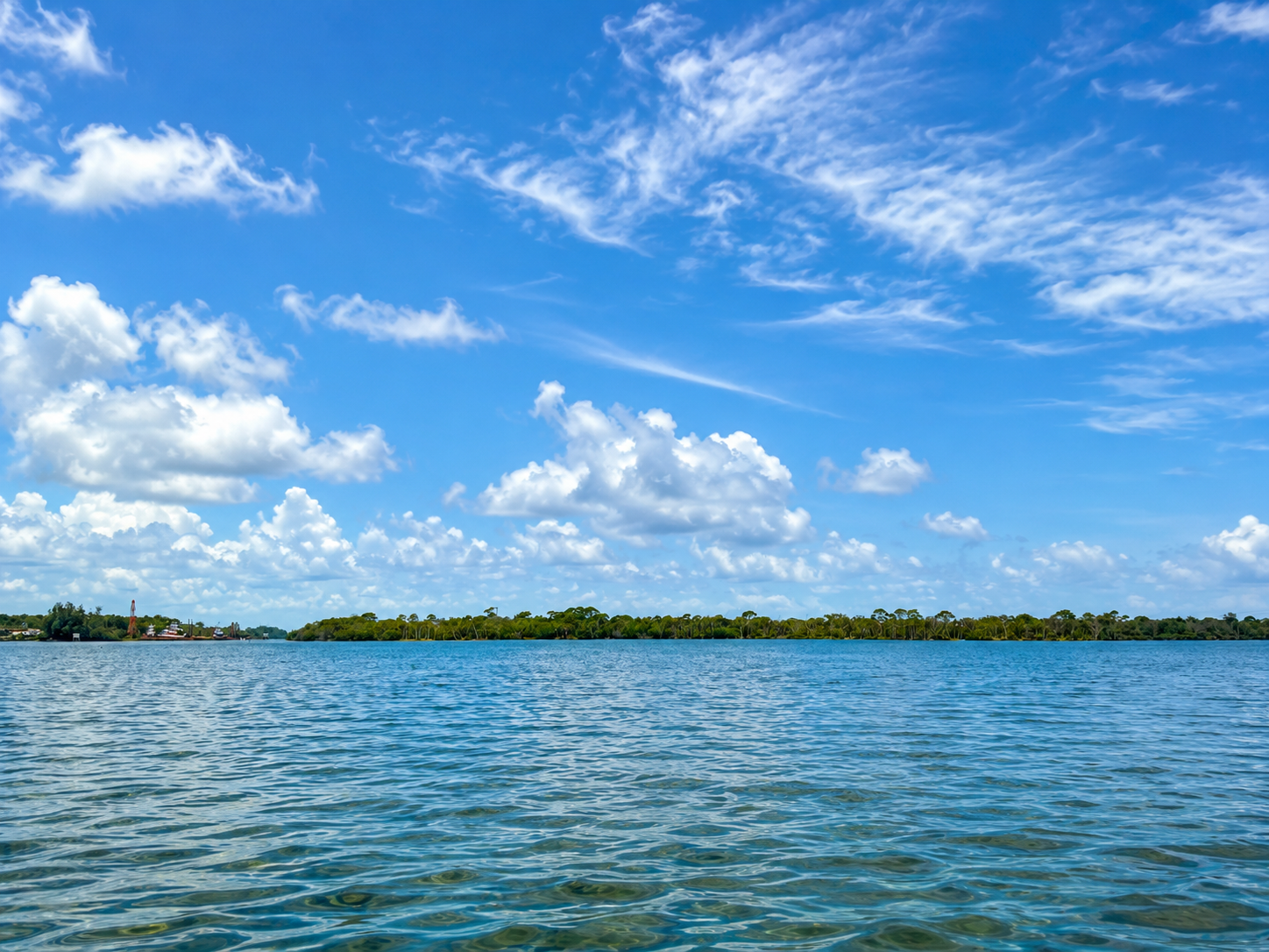 Calm waters of the Indian River Lagoon on a clear day